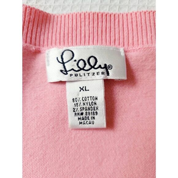 Lilly Pulitzer womens V-Neck Sweater Bubblegum Pink Size XL - Picture 4 of 6